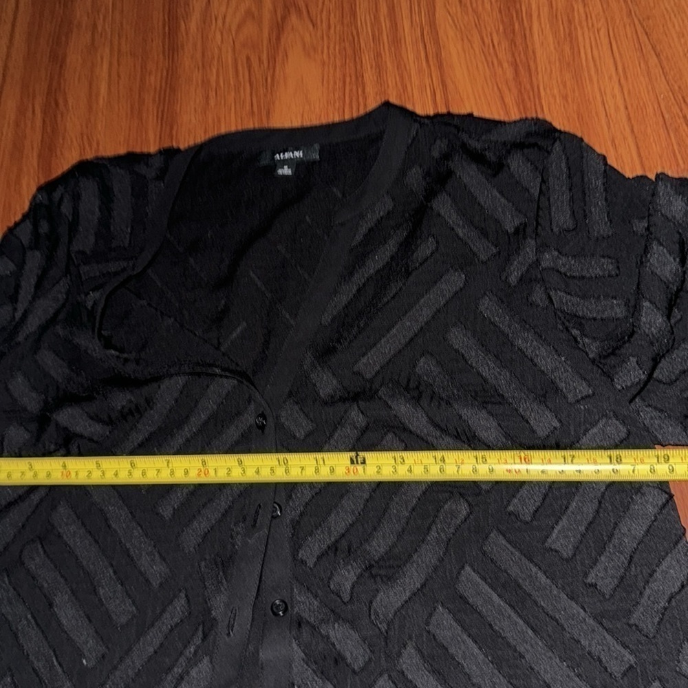 Alfani black tunic dress button up shirt long sleeve zig zag design black M - Picture 6 of 7